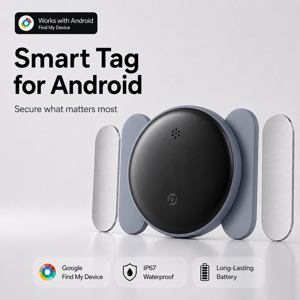 Android GPS Tracker Tag with magnetic silicone holder color black and grey