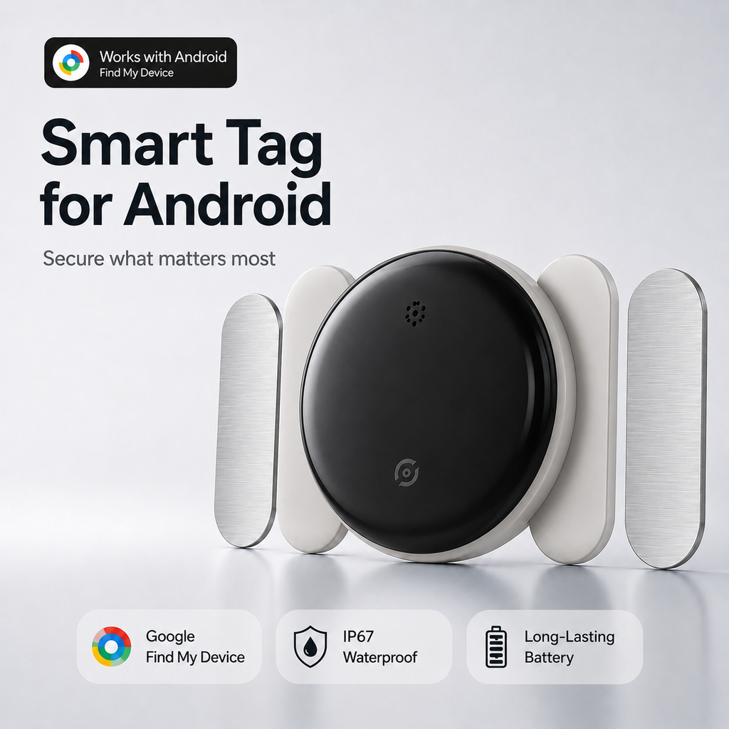 Android GPS Tracker Tag with magnetic silicone holder color black and white