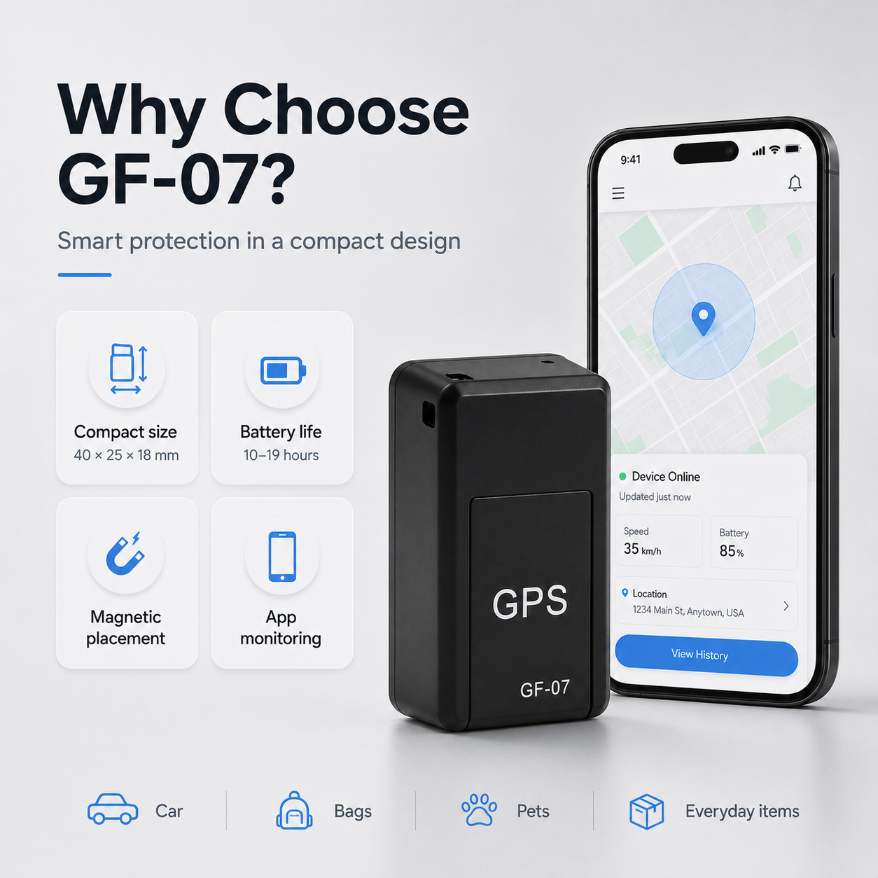 GPS Tracer Device GF07 Mini GPS