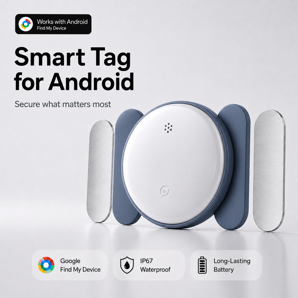 Android GPS Tracker Tag with magnetic silicone holder color white and blue