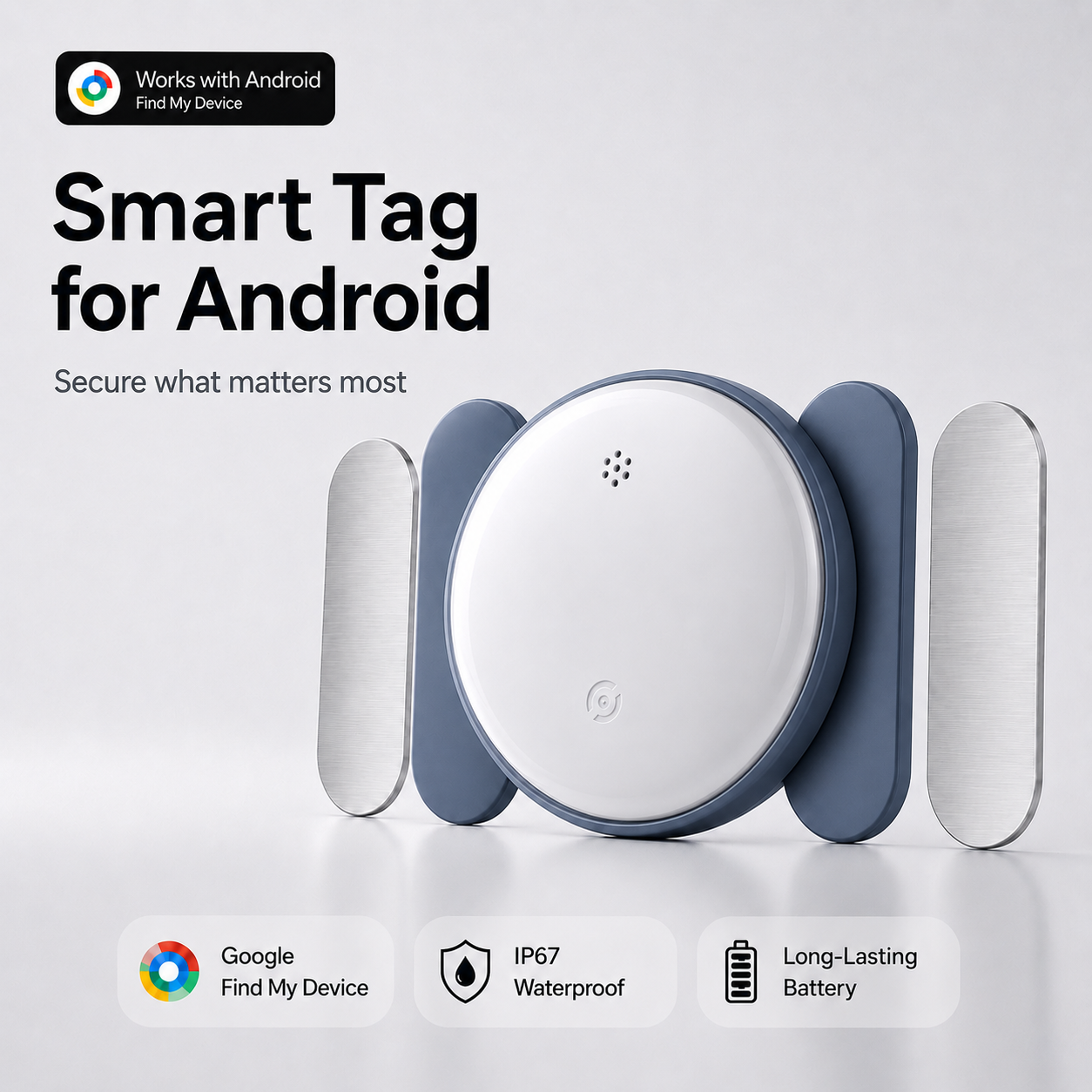 Android GPS Tracker Tag with magnetic silicone holder color white and blue