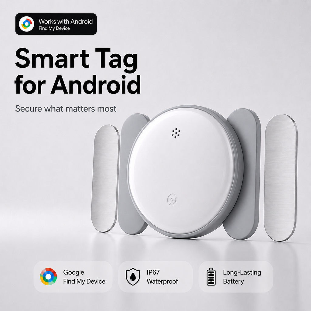 Android GPS Tracker Tag with magnetic silicone holder color gray and white