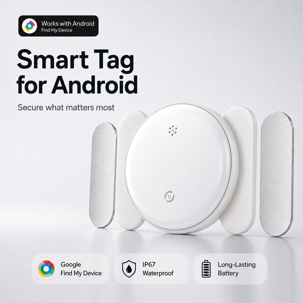 Android GPS Tracker Tag with magnetic silicone holder color white full